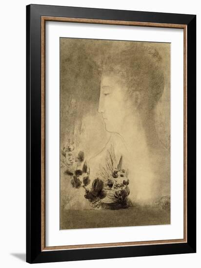 Woman in profile with a Laurel Wreath-Odilon Redon-Framed Giclee Print