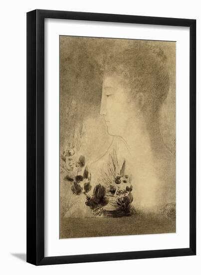 Woman in profile with a Laurel Wreath-Odilon Redon-Framed Giclee Print
