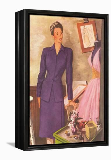 Woman in Purple Suit-null-Framed Stretched Canvas