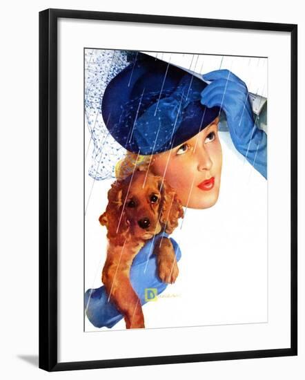 "Woman in Rain with Cocker,"April 8, 1939-Douglas Crockwell-Framed Giclee Print