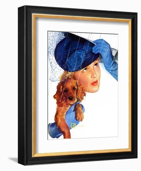 "Woman in Rain with Cocker,"April 8, 1939-Douglas Crockwell-Framed Giclee Print