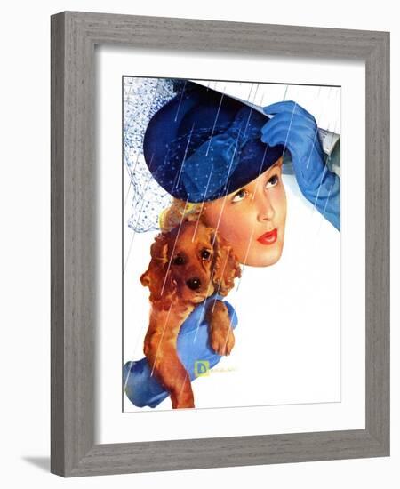 "Woman in Rain with Cocker,"April 8, 1939-Douglas Crockwell-Framed Giclee Print