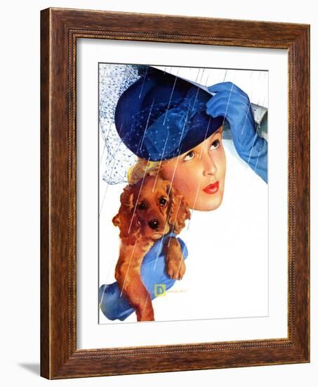 "Woman in Rain with Cocker,"April 8, 1939-Douglas Crockwell-Framed Giclee Print