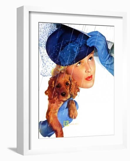 "Woman in Rain with Cocker,"April 8, 1939-Douglas Crockwell-Framed Giclee Print