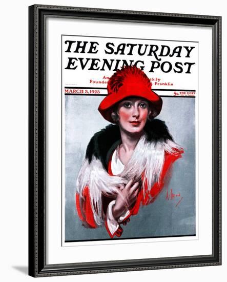 "Woman in Red Hat," Saturday Evening Post Cover, March 3, 1923-Neysa Mcmein-Framed Giclee Print