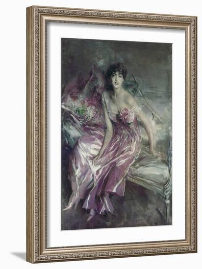 Woman in Rose, Olivia De Subercaseaux Concha-Giovanni Boldini-Framed Art Print