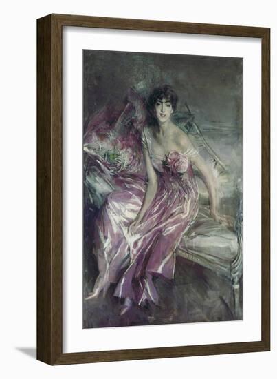 Woman in Rose, Olivia De Subercaseaux Concha-Giovanni Boldini-Framed Art Print