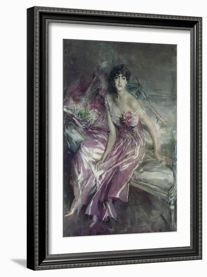 Woman in Rose, Olivia De Subercaseaux Concha-Giovanni Boldini-Framed Art Print