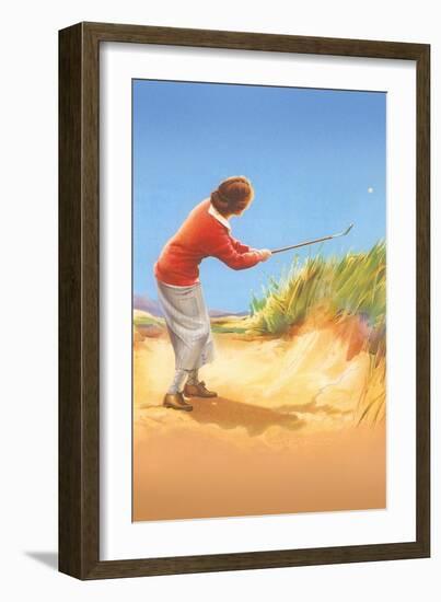 Woman in Sand Trap-null-Framed Art Print