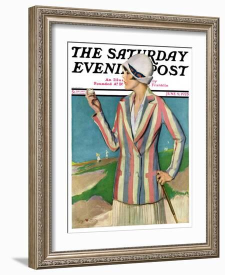 "Woman in Sandtrap," Saturday Evening Post Cover, June 9, 1928-Penrhyn Stanlaws-Framed Giclee Print