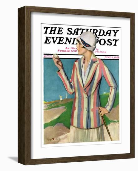 "Woman in Sandtrap," Saturday Evening Post Cover, June 9, 1928-Penrhyn Stanlaws-Framed Giclee Print