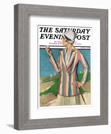 "Woman in Sandtrap," Saturday Evening Post Cover, June 9, 1928-Penrhyn Stanlaws-Framed Premium Giclee Print