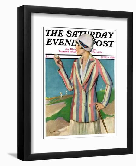 "Woman in Sandtrap," Saturday Evening Post Cover, June 9, 1928-Penrhyn Stanlaws-Framed Giclee Print