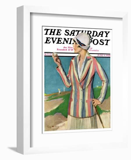 "Woman in Sandtrap," Saturday Evening Post Cover, June 9, 1928-Penrhyn Stanlaws-Framed Giclee Print