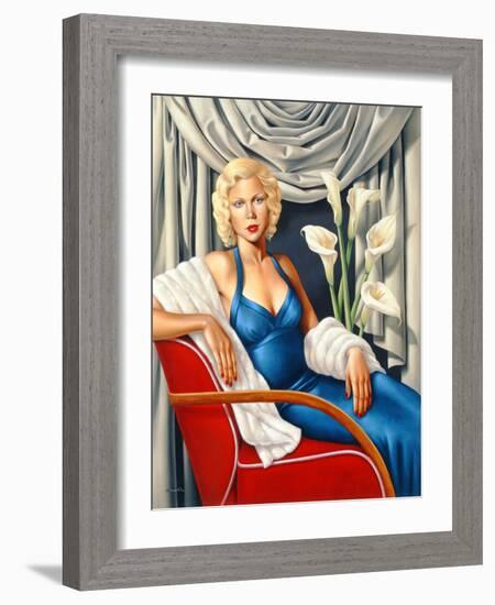 Woman in Sapphire Blue Dress-Catherine Abel-Framed Giclee Print