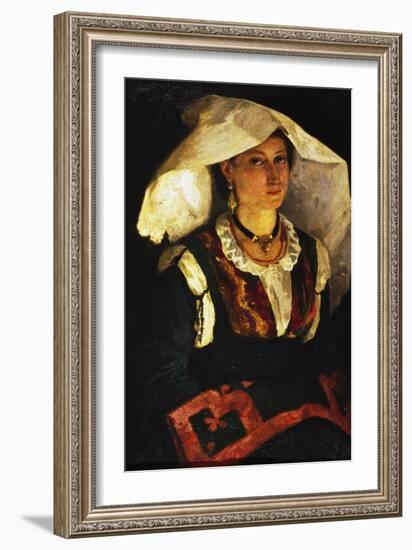 Woman in Sardinian Costume, Ca 1875-Michele Cammarano-Framed Giclee Print