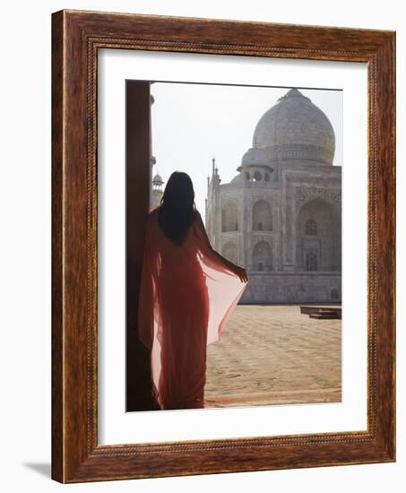 Woman in Sari at Taj Mahal, Agra, Uttar Pradesh, India (Mr)-Ian Trower-Framed Photographic Print