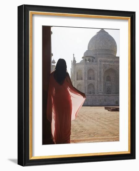 Woman in Sari at Taj Mahal, Agra, Uttar Pradesh, India (Mr)-Ian Trower-Framed Photographic Print