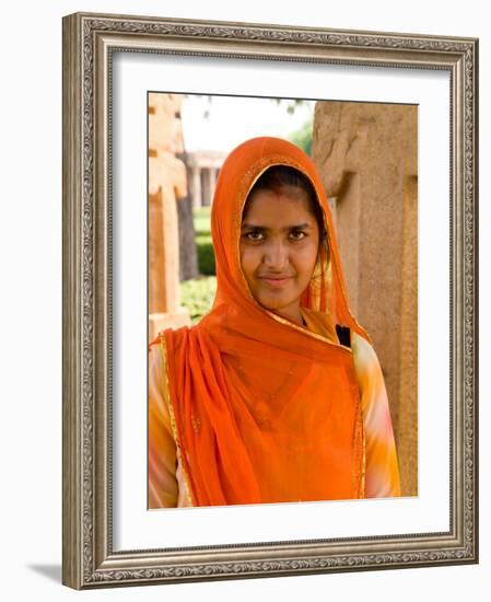 Woman in Sari Dress at Qutub Minar Complex, New Delhi, India-Bill Bachmann-Framed Photographic Print