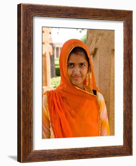 Woman in Sari Dress at Qutub Minar Complex, New Delhi, India-Bill Bachmann-Framed Photographic Print