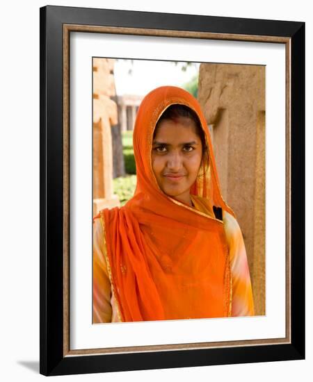 Woman in Sari Dress at Qutub Minar Complex, New Delhi, India-Bill Bachmann-Framed Photographic Print