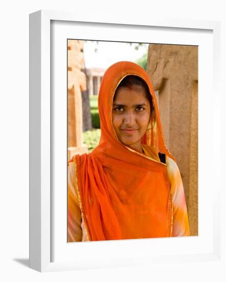 Woman in Sari Dress at Qutub Minar Complex, New Delhi, India-Bill Bachmann-Framed Photographic Print