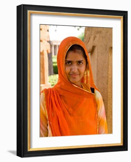 Woman in Sari Dress at Qutub Minar Complex, New Delhi, India-Bill Bachmann-Framed Photographic Print