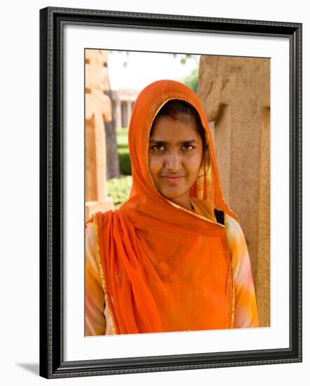 Woman in Sari Dress at Qutub Minar Complex, New Delhi, India-Bill Bachmann-Framed Photographic Print