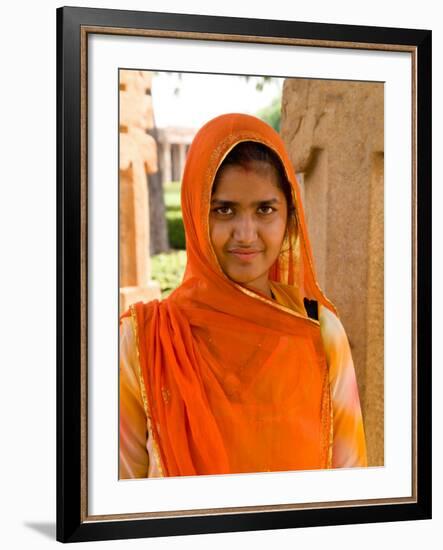 Woman in Sari Dress at Qutub Minar Complex, New Delhi, India-Bill Bachmann-Framed Photographic Print