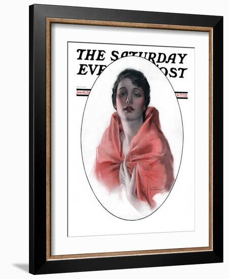 "Woman in Shawl," Saturday Evening Post Cover, June 16, 1923-Rolf Armstrong-Framed Giclee Print