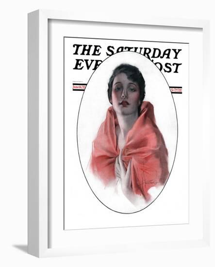 "Woman in Shawl," Saturday Evening Post Cover, June 16, 1923-Rolf Armstrong-Framed Giclee Print