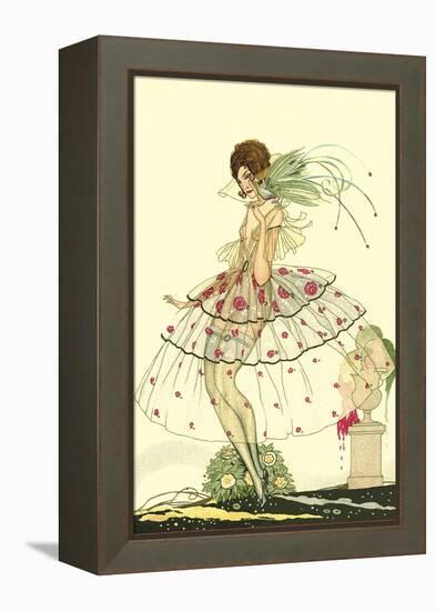 Woman in Sheer Dress with Bird of Paradise-null-Framed Stretched Canvas