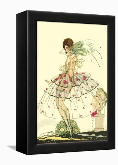 Woman in Sheer Dress with Bird of Paradise-null-Framed Stretched Canvas