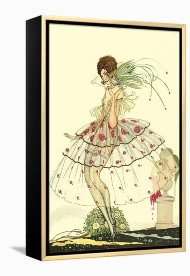 Woman in Sheer Dress with Bird of Paradise-null-Framed Stretched Canvas