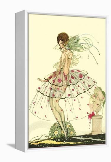 Woman in Sheer Dress with Bird of Paradise-null-Framed Stretched Canvas