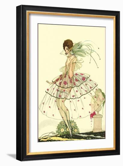 Woman in Sheer Dress with Bird of Paradise-Found Image Press-Framed Giclee Print