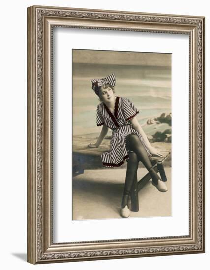 Woman in summer dress, early 1900s-French School-Framed Photographic Print