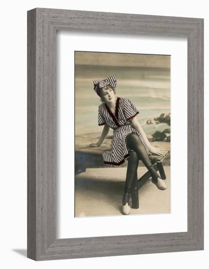 Woman in summer dress, early 1900s-French School-Framed Photographic Print