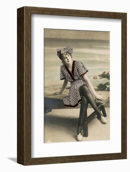 Woman in summer dress, early 1900s-French School-Framed Photographic Print