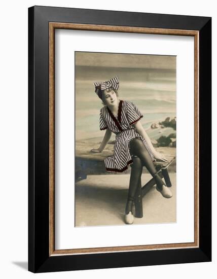 Woman in summer dress, early 1900s-French School-Framed Photographic Print