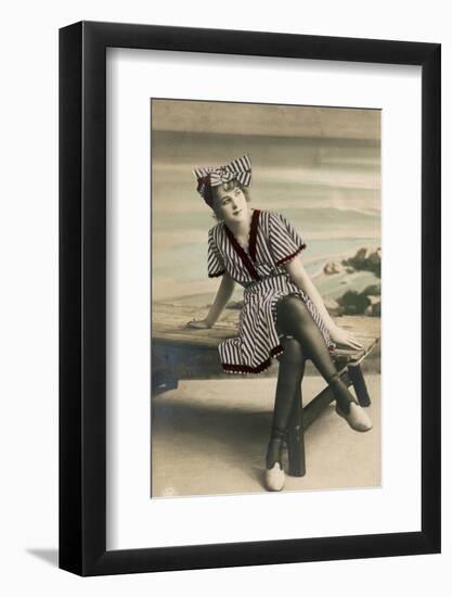 Woman in summer dress, early 1900s-French School-Framed Photographic Print