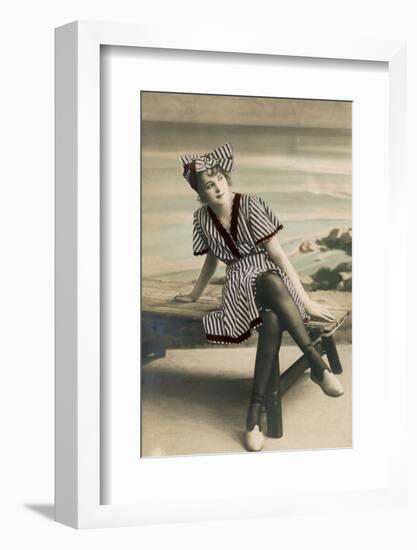 Woman in summer dress, early 1900s-French School-Framed Photographic Print