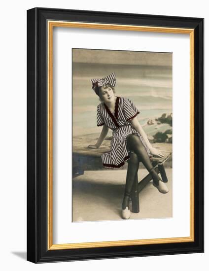 Woman in summer dress, early 1900s-French School-Framed Photographic Print