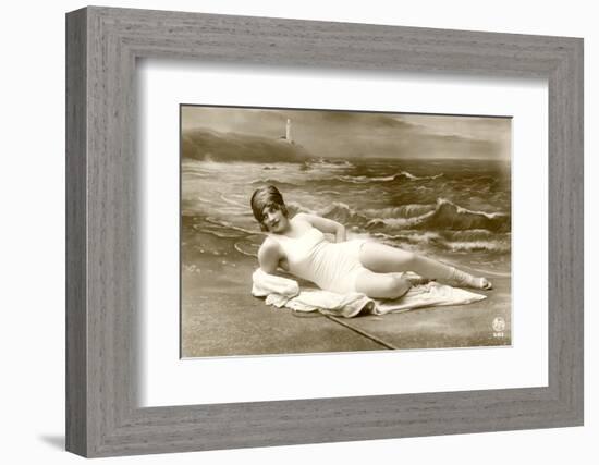 Woman in swimsuit, 1900 photo-French School-Framed Photographic Print