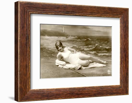 Woman in swimsuit, 1900 photo-French School-Framed Photographic Print