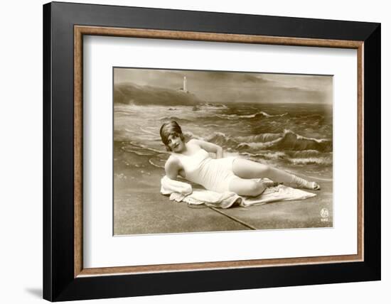 Woman in swimsuit, 1900 photo-French School-Framed Photographic Print