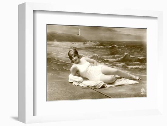 Woman in swimsuit, 1900 photo-French School-Framed Photographic Print