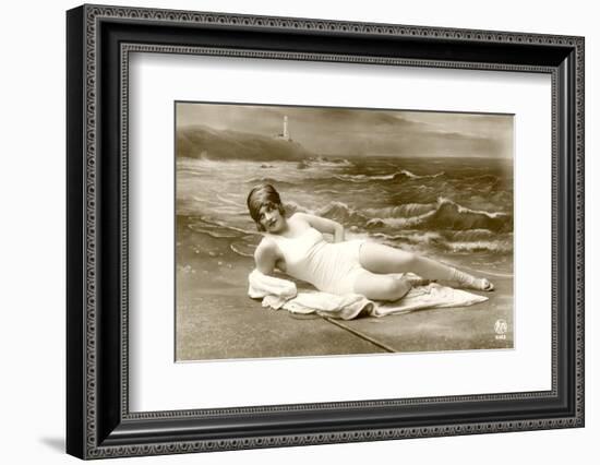 Woman in swimsuit, 1900 photo-French School-Framed Photographic Print