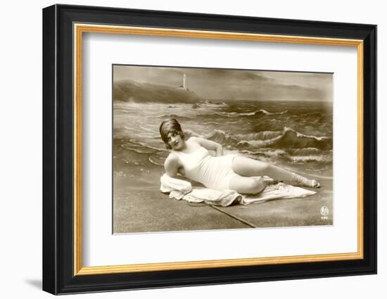 Woman in swimsuit, 1900 photo-French School-Framed Photographic Print