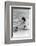 Woman in swimsuit with fishing net-French School-Framed Photographic Print